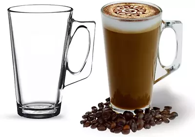 ANSIO Large Latte Glass Coffee Cups - 385Ml (13 Oz) - Gift Box Of 2 Latte Glasse • £9.96