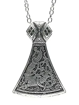 £9.95 • Buy Viking Axe Necklace Pendant Gothic Chain Mammen Ringerike Dragon Axe