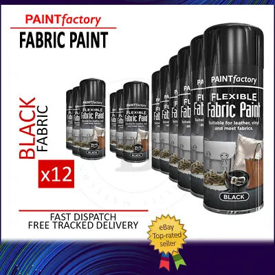 Black Fabric Spray Paint Aerosol Flexible Leather Vinyl Clothes Textile 200ml • £44.45