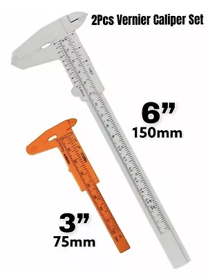 2 Pcs (  150mm / 3  75mm Vernier Caliper Measure Tool Gauge Ruler Set • £2.99