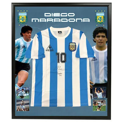 $1995 • Buy Diego Maradona Hand Signed Framed Argentina Soccer Jersey Messi Pele Ronaldo