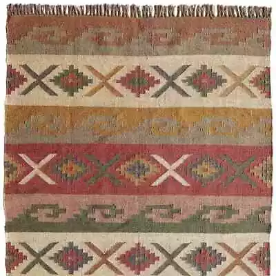 Rug Traditional Handmade Wool Jute Kilim Runner Carpet Handmade Home Decor 1 • £37.28