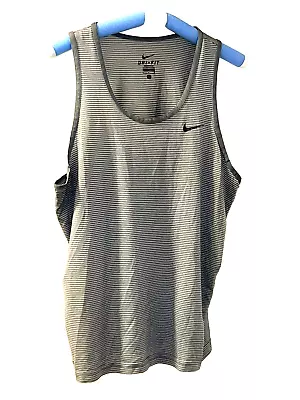 Nike Dri-fit Gray White Stripe Tank Tee T-shirt Top Men Size Large • $4.99