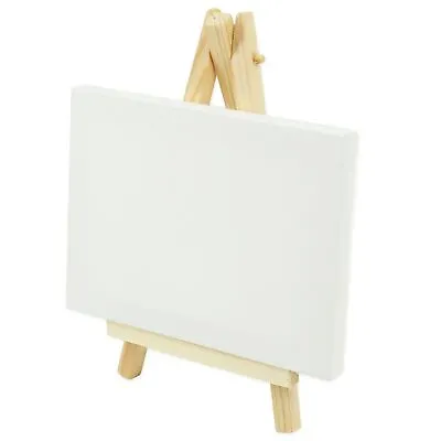 MINI CANVAS ON STAND Kids Drawing Sketching Artwork Display Oil Acrylic Painting • £6.29