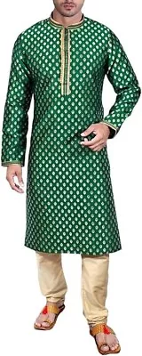 Men's Green Kurta Pajama Set Wedding Kurta Pyjama Indian Party Suit • $50