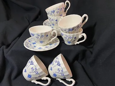 Myott Finlandia Cups And Saucer Sets Blue & White (7) • $21.99