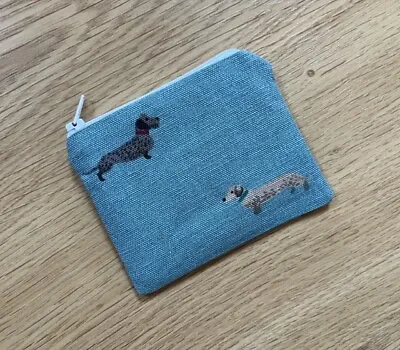 MINI ZIPPED COIN PURSE (11x9cm) HANDMADE WITH SOPHIE ALLPORT  DACHSHUND FABRIC • £4.20