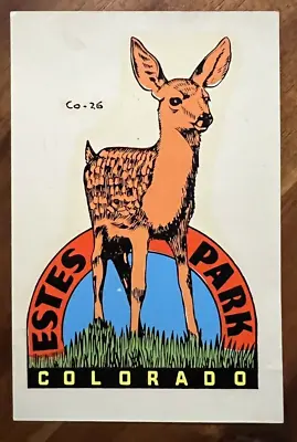 Original Vintage ESTES PARK Colorado TRAVEL Water DECAL Mule Deer Wild Life CO • $17.24