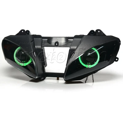 $319.99 • Buy Assembled Projector Headlight Green Halo Rings Fits For Yamaha YZF-R6 2008-2016