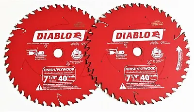 2 Diablo 7-1/4  Carbide Tip Circular Saw Finish Blades 40t 40 Tooth D0740 Freud • $27.99
