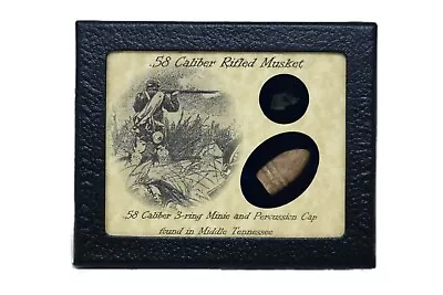 .58 Caliber Bullet & Percussion Cap In Display Case Original Artifacts With COA • $23.89