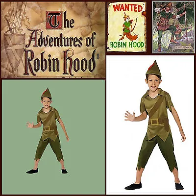 Robin Hood Costume Boys Kids Historical Medieval Fancy Dress Book Week Peter Pan • $34.95