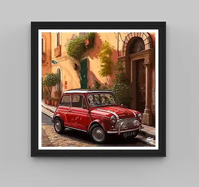 Classic Mini Cooper Rome Print - Classic Car Poster Wall Art Gift Artwork Decor • £29.75