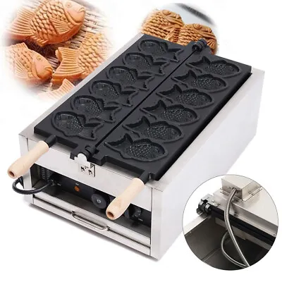 Electric Fish Shaped Taiyaki Waffle Machine Commercial Cake Baking Making Maker • £499.99