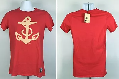 New Sailor Jerry Spiced Rum Anchor Logo T Shirt Womens Medium Red Cotton • £23.08