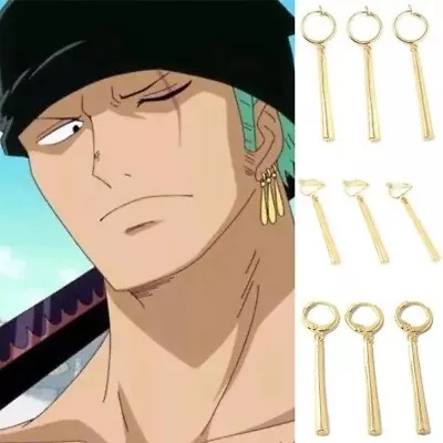 Unique 3 Pcs Roronoa Zoro Earrings Inspired From One Piece Anime In Gold • $49.99