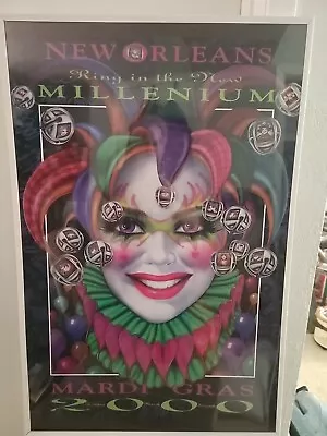 Framed NEW ORLEANS MILLENIUM 2000 Y2K MARDI GRAS Poster By Andrea Mistretta • $185