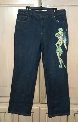 $17 • Buy  Disney Store Exclusive Tinkerbell Graphic Denim Jeans Ladies Size 14 Y2K