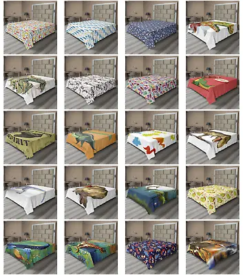 Ambesonne Dinosaur Party Flat Sheet Top Sheet Decorative Bedding 6 Sizes • $29.99