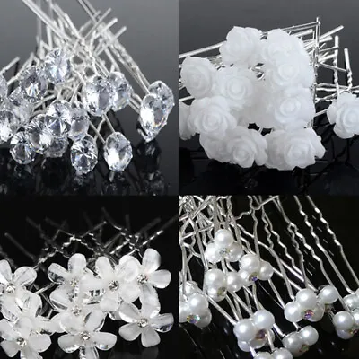 20pcs Crystal Diamante Bridal Hair Pins Clips Accessories Wedding Flower Pearls. • $6.01