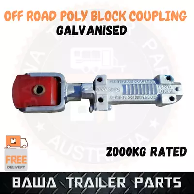 1 X Off-Road Poly Block Override Coupling 2000Kg BOLT-ON Trailer Tow Hitch Zinc • $129.95