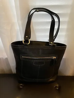 Vintage Coach Tote. Penelope Shoulder Bag Black Pebbled Leather Black Lining. • $40
