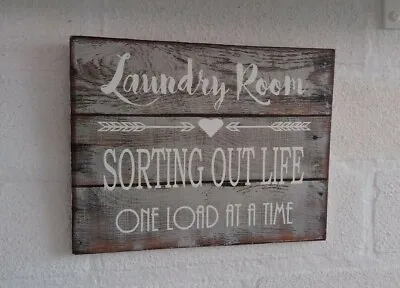 £7 • Buy Shabby Rustic Chic Laundry Room Sorting Out Life One Load At A Time Sign Plaque