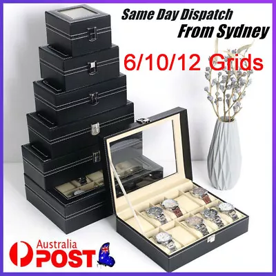 12 Grids Watches Box Leather Gift Storage Case Jewelry Display Organizer Holder • $15.99