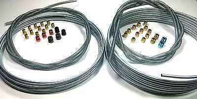 Complete 3/16 & 1/4 Inch 25' Rolls Brake Line Kit WITH Fittings And Spring Guard • $49