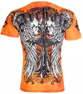 ARCHAIC AFFLICTION Men's T-Shirt LUSTROUS Wings Skull Biker S-5XL $40 • $26.95