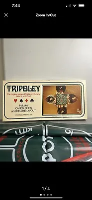 Vintage Tripoley Game Kings & Queens Poker Hearts Michigan Rummy Vinyl Mat • $12