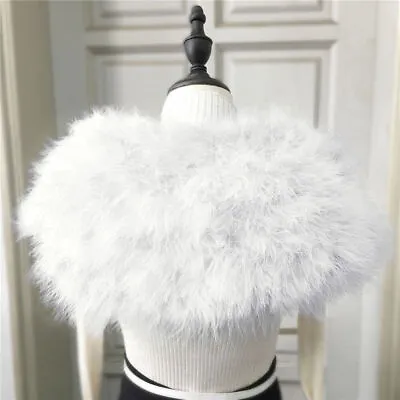 Luxurious Collar 2023 Cape Lacing Genuine Stole Wrap Fur Ostrich Scarf • $26.99