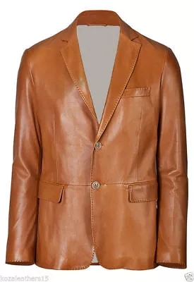 $143.10 • Buy Men's Genuine Soft Lambskin Pure Leather Blazer Jacket Two Button Classic Coat