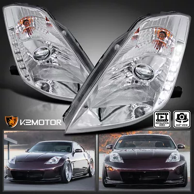 Fits 2003-2005 350Z Fairlady Z33 LED Strip HID Type Projector Headlights Lamps • $224.38