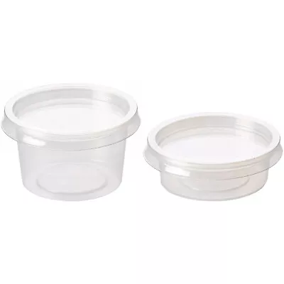 Round Deli Pot Containers 2oz & 4oz Sauce Pots Small Plastic Containers With Lid • £7.95