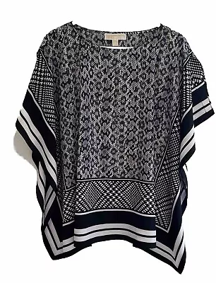 Michael Kors Kimono Poncho Top Sz S/M Kerchief Kaftan Tunic  Geometric Womens • $21.99