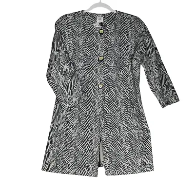 CAbi 3034 Womens Size M Ponte Knit Zig Zag Jacket Coat Gray Midi Trench Blazer • $33.88