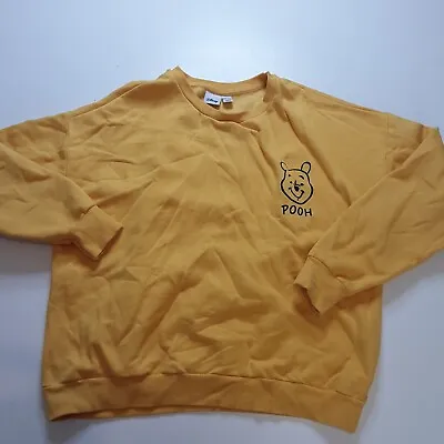 Winnie The Pooh Sweatshirt Womens Sz L 14 16 Yellow Disney Classic Jumper • £8.99