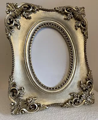 Antique Style Oval Silver Picture Frame Rococo Swept Vintage 6” X 4” • £12