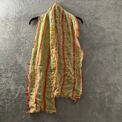 $20.99 • Buy Bajra Wool Silk Scarf Womans One Size Geometric Multicolor Handmade In Nepal