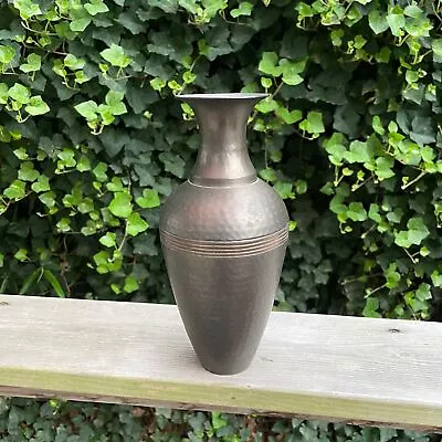 10  Hammered Dark Metal Classic Style Vase For Cut Flowers India Modern Made • $15