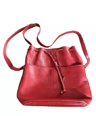 LANVIN Shoulder Bag Ladies Woman's Red Strap Drawstring Retro Damage • £59.37