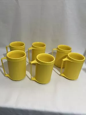 £11.99 • Buy 6 X Reusable Yellow PLASTIC MUGS Drinking Cups Tea Coffee Camping Thermal