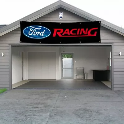 Ford Logo Banner Flag 2x8Ft Car Truck Racing Show Garage Wall Workshop Advertise • $14.97