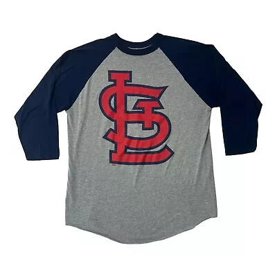 MLB St. Louis Cardinals 3/4 Sleeve Raglan XL T Shirt Stitches Brand Gray/Blue • $19.97
