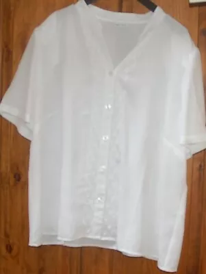 Eastex Cream Blouse Size 20.Mandarin Collar With Embroidery • £3