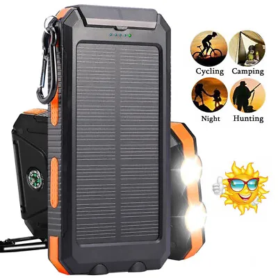 $21.99 • Buy Solar Power Bank 30000mAh-USB Solar Charger External Backup Battery Charger
