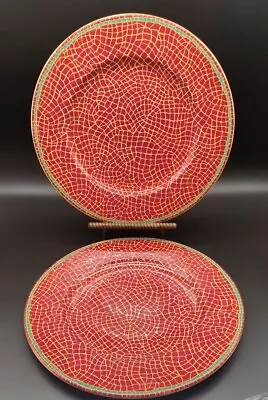 Set Of 2 Pier 1 Imports  Mosaic Fruit  Chop/Charger Plates Italy 12.5  Red • $14.99