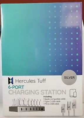 Hercules Tuff LED Charging Station For Multiple Devices 6 USB Fast Ports SILVER • $14.95