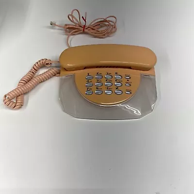 Vintage Columbia Diamond Cut Peach Pink Land Line Phone On Hold Music TESTED • £29.18